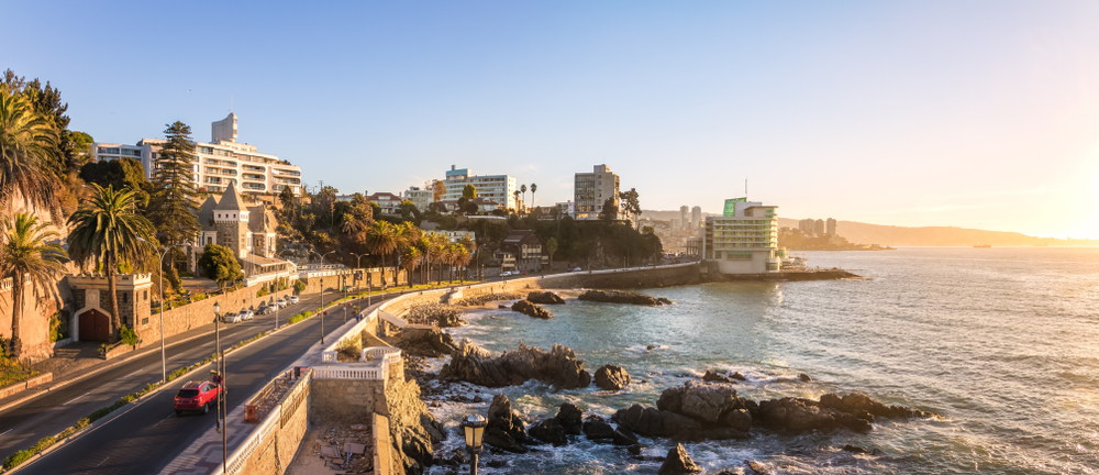 Panoramic,Aerial,View,Of,Vina,Del,Mar,Skyline,At,Sunset