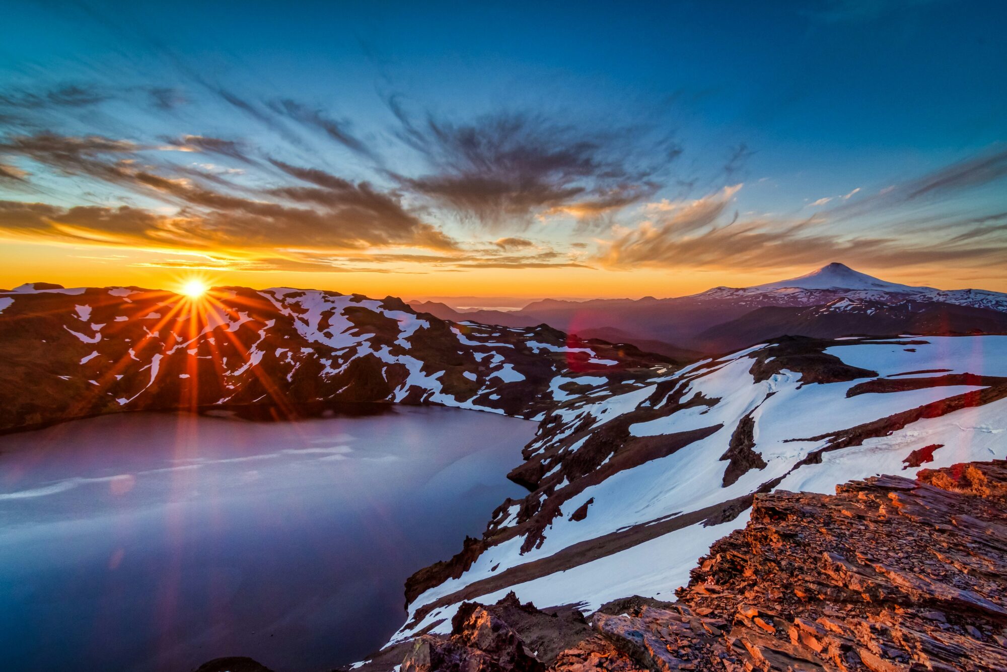 Andean skyline at dawn near central Chile