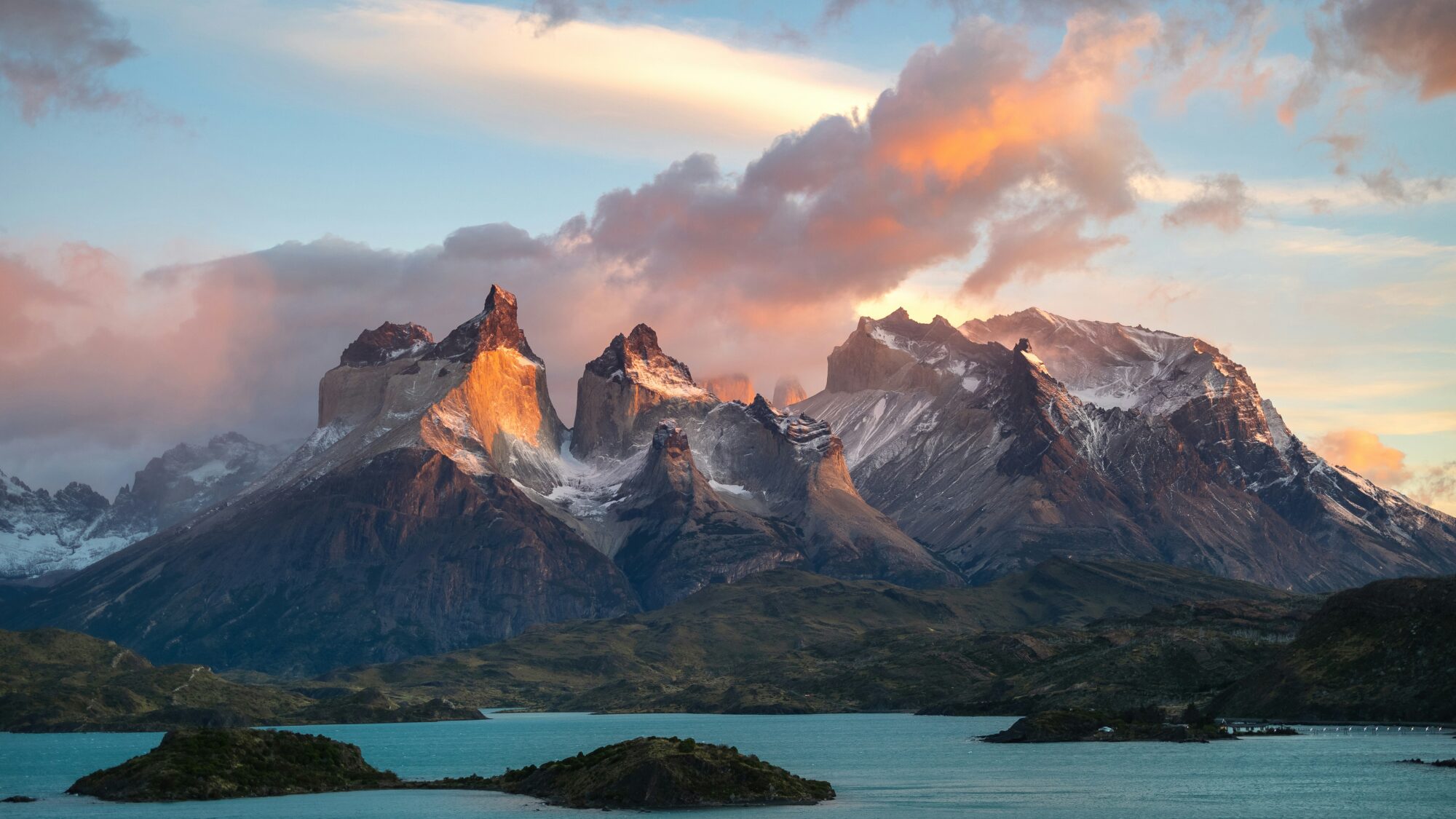 Patagonian granite peaks at sunset